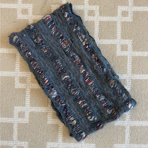 Ostinelli Boucle Knit Scarf Charcoal Multicolor Textured Winter Made In Italy OS - Picture 2 of 8